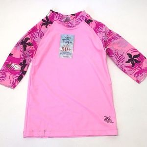 Tuga Girls Pink Short Sleeve Rash Guard Sz 6-7yrs
